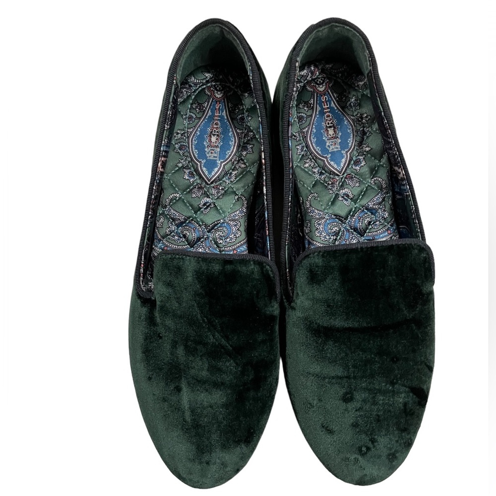 Birdies The Heron Olive Green Velvet Loafers